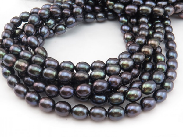 Freshwater Pearl Black Rice Beads 10-11mm ~ 16'' Strand