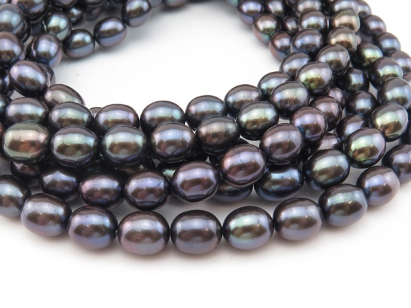 Freshwater Pearl Black Rice Beads 9-10mm ~ 16'' Strand