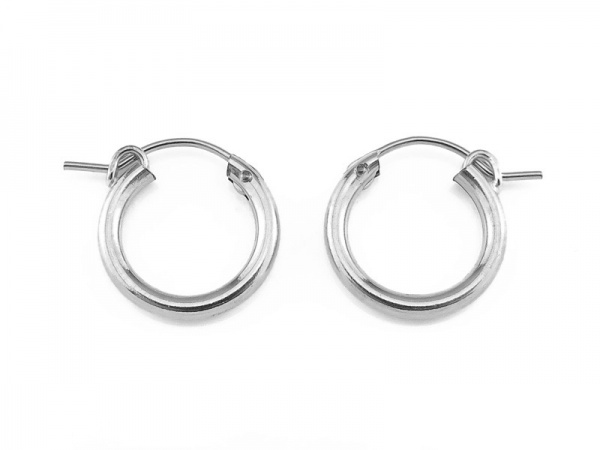 Sterling Silver Hinged Earring Hoop 15mm ~ PAIR
