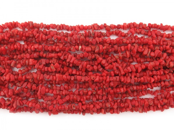 Red Coral Uncut Chip Beads 3-4mm ~ 16'' Strand
