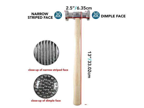 Two Sided Texture Hammer ~ Dimple & Narrow Stripes