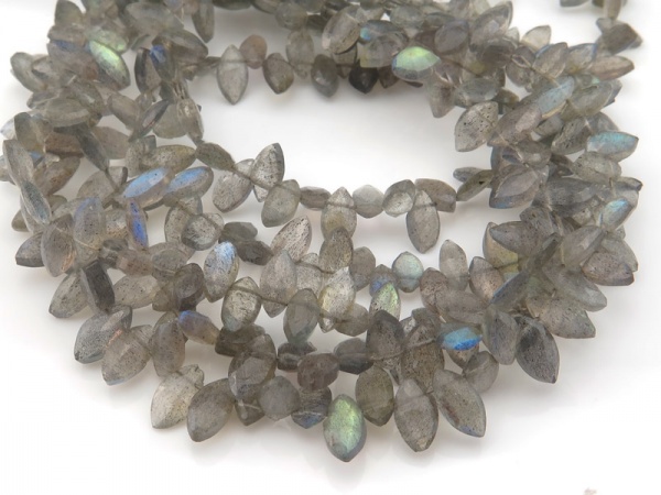 AA Labradorite Faceted Marquise Briolettes 11-13mm ~ 8'' Strand