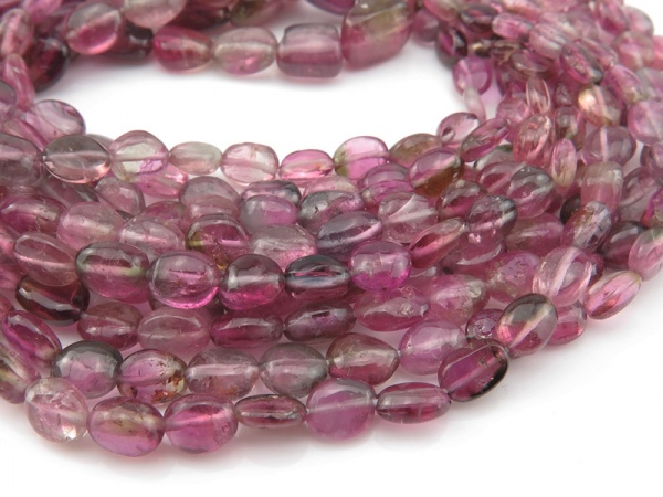 AA Watermelon Tourmaline Smooth Oval Beads 4-9mm ~ 18'' Strand