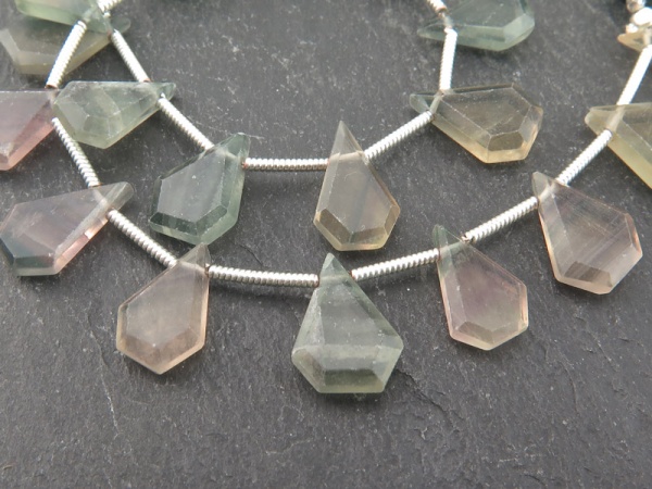 Fluorite Faceted Freeform Briolettes 12mm ~ 8'' Strand