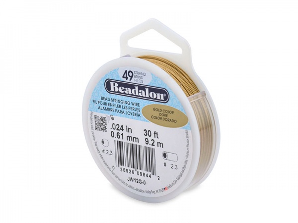 Beadalon 49 Strand Stringing Wire 0.024'' (0.61mm) - Gold - 30 ft