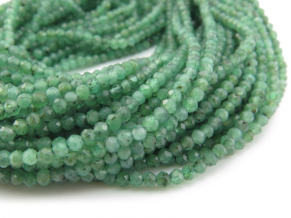 Emerald Faceted Rondelle Beads 2mm ~ 12.5'' Strand