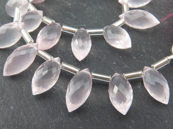 AAA Rose Quartz Faceted Dew Drop Briolettes 9-13mm ~ 8'' Strand