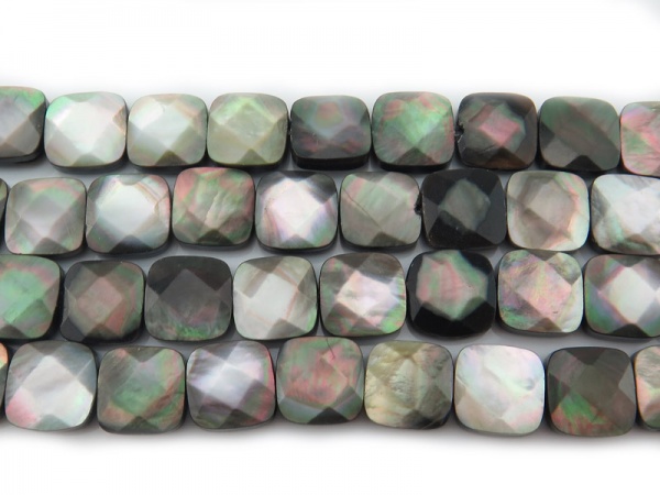 Mother of Pearl Faceted Square Beads 10mm ~ 16'' Strand