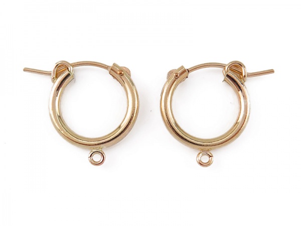Gold Filled Hinged Earring Hoop with Loop 15mm  ~ PAIR