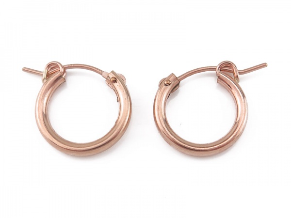 Rose Gold Filled Hinged Earring Hoop 15mm x 2.25mm ~ PAIR