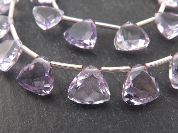 AAA Pink Amethyst Faceted Trilliant Briolette 7.5-8mm ~ SINGLE