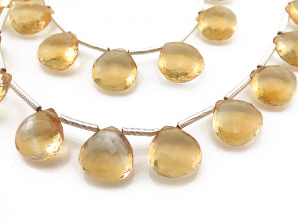 AAA Citrine Faceted Heart Briolettes ~ Various Sizes