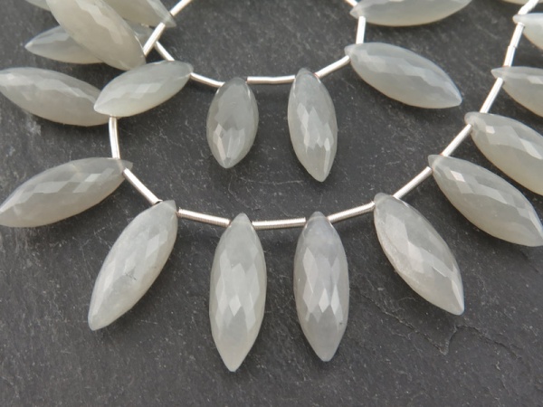 AAA Grey Moonstone Faceted Dew Drop Briolettes 17-18mm ~ 9'' Strand
