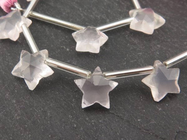 AAA Rose Quartz Faceted Star Briolettes 10-11mm (16)