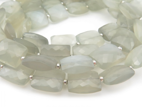AAA Grey Moonstone Faceted Rectangle Beads 10-12mm ~ 9'' Strand