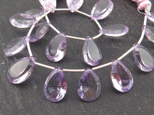 AAA Pink Amethyst Faceted Concave Pear Cut Briolette ~ SINGLE ~ Various Sizes