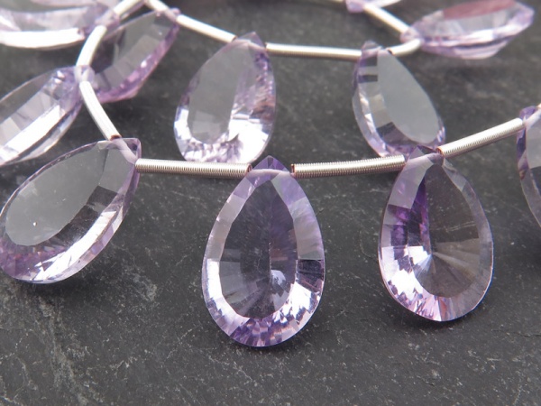 AAA Pink Amethyst Faceted Concave Pear Cut Briolette ~ SINGLE ~ Various Sizes