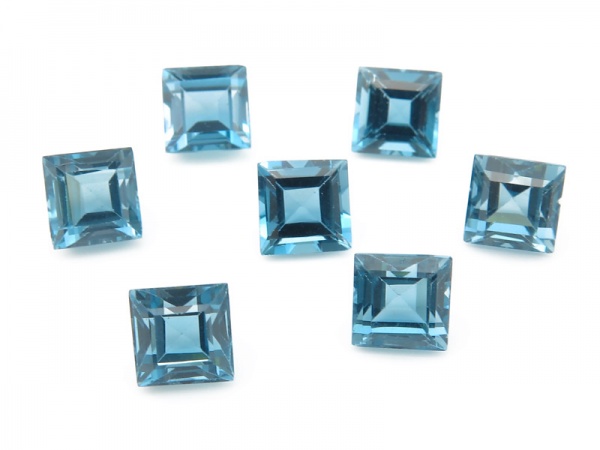 London Blue Topaz Faceted Square ~ Various Sizes