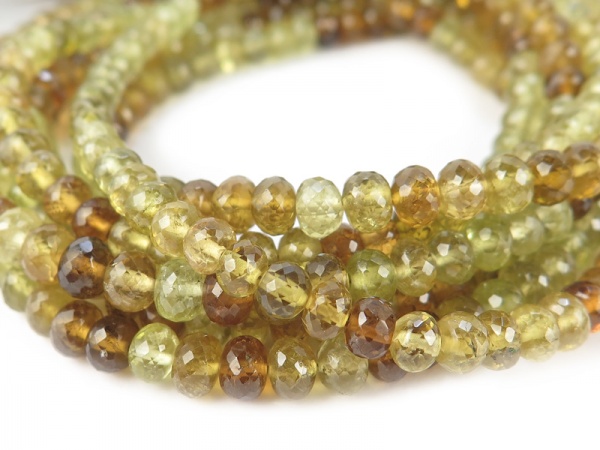 AA+ Grossular Garnet Micro-Faceted Rondelles 3.5-4.25mm ~ 8.25'' Strand