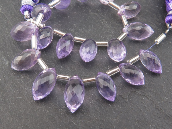 AA+ Pink Amethyst Faceted Dew Drop Briolettes 11-13mm (17)