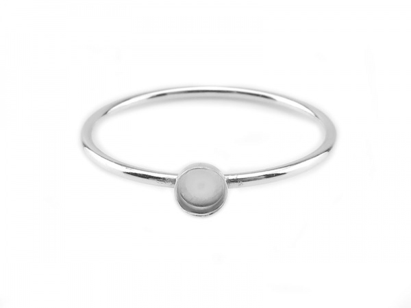 Sterling Silver Ring with Bezel Cup 3mm ~ Size P