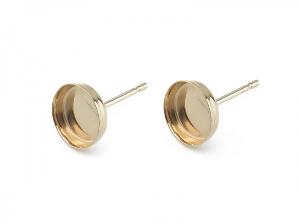 Gold Filled Round Bezel Cup Ear Stud 6mm ~ PAIR
