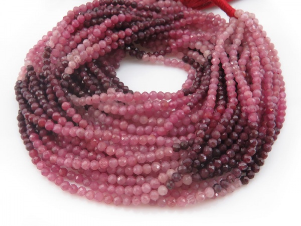 Shaded Ruby Micro-Faceted Rondelles 2.25mm ~ 12.5'' Strand