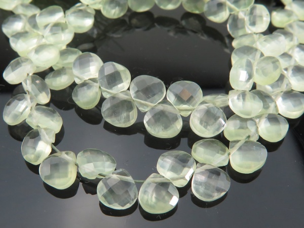 Faceted Gemstone Briolettes  8mmx10mm 9Inches SRB067 4st Excellent Quality Prehnite Onion Beads Briolettes