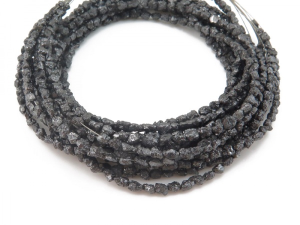 Black Diamond Long Nugget Beads 3-4mm ~ 14'' Strand