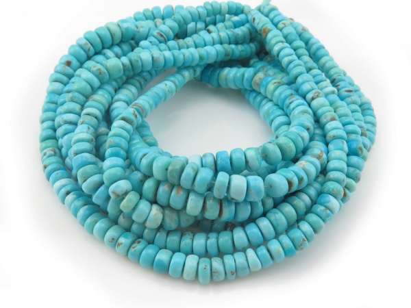 AA Arizona Turquoise Smooth Tyre Beads 4.5-6.5mm ~ 16'' Strand