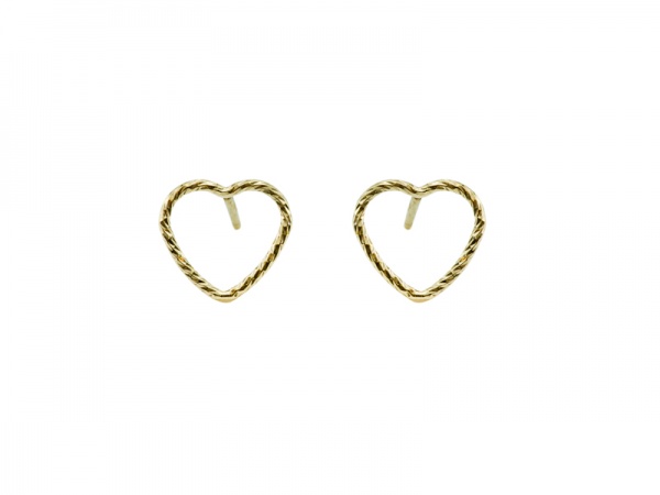 Gold Filled Heart Sparkle Ear Post 10mm ~ PAIR