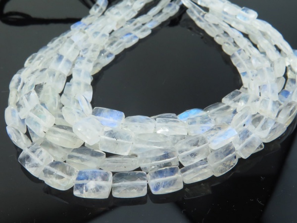 AA Rainbow Moonstone Faceted Rectangle Beads 5-8mm ~ 8'' Strand