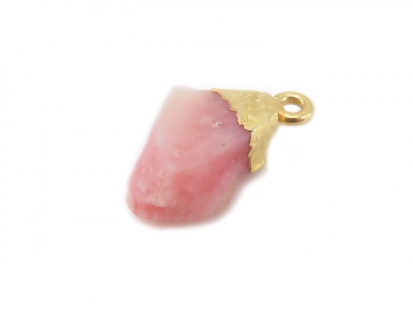 Gold Vermeil Pink Opal Raw Crystal Charm