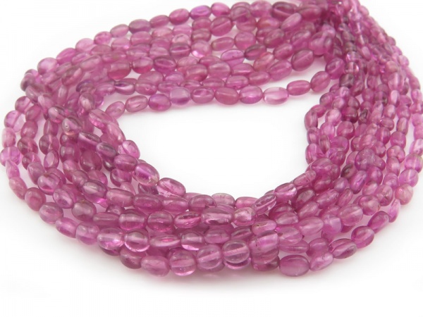 AA Pink Tourmaline Smooth Oval Beads 3.5-6mm ~ 16'' Strand