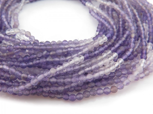 AAA Shaded Amethyst Micro-Faceted Rondelles 2mm ~ 12.5'' Strand