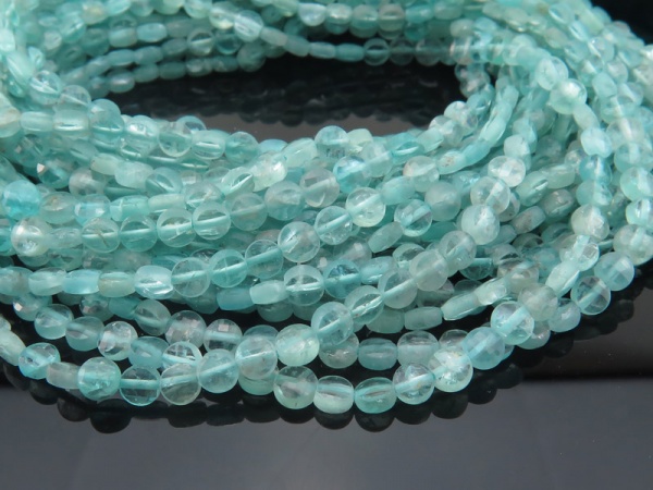 Ocean Apatite Faceted Coin Beads 3.75-4mm ~ 12.5'' Strand