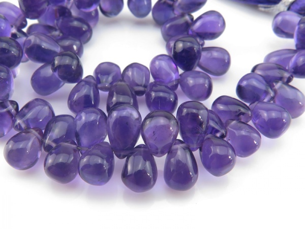 AA+ Amethyst Smooth Teardrop Briolettes 7.5-8.5mm ~ 8'' Strand