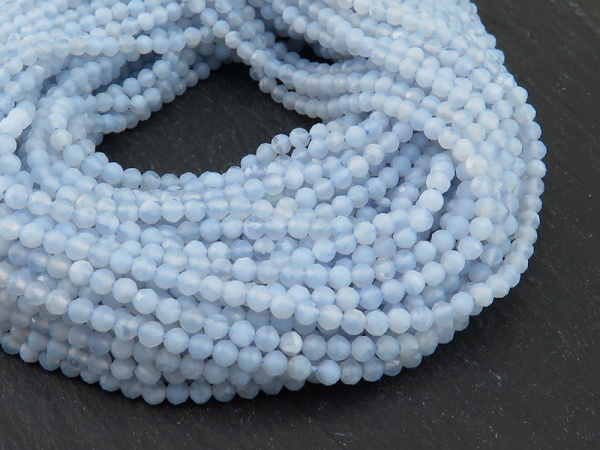 AA Chalcedony Faceted Round Beads 3.5mm ~ 12.5'' Strand