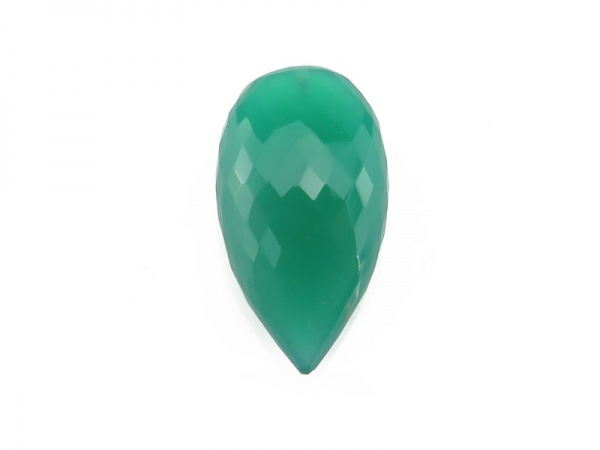 AAA Green Onyx Faceted Pear 19mm ~ Half Drilled ~ SINGLE