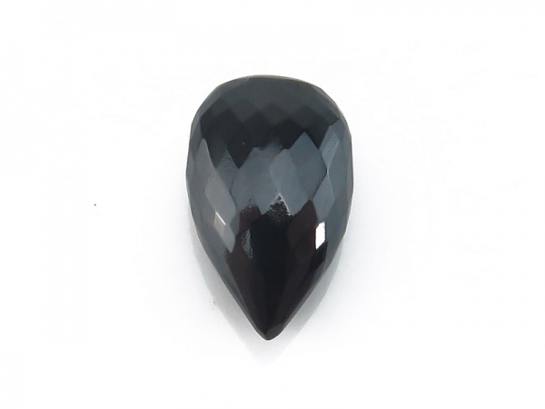 AAA Black Spinel Faceted Pear 14mm ~ Half Drilled ~ SINGLE