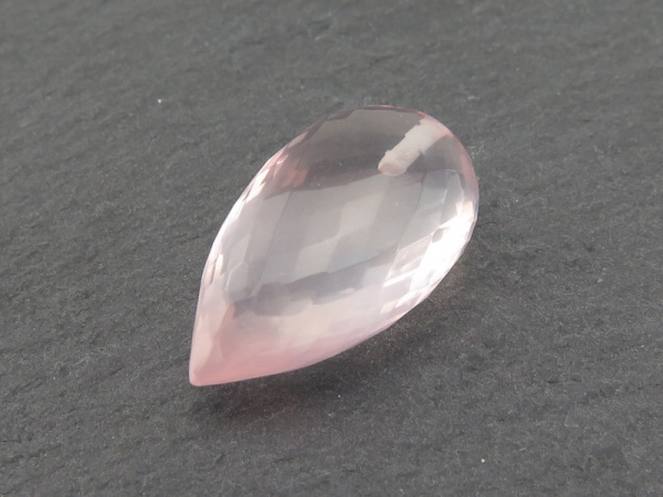 AAA Rose Quartz Faceted Pear 17mm ~ Half Drilled ~ SINGLE