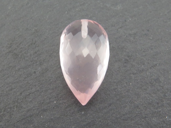 AAA Rose Quartz Faceted Pear 17mm ~ Half Drilled ~ SINGLE