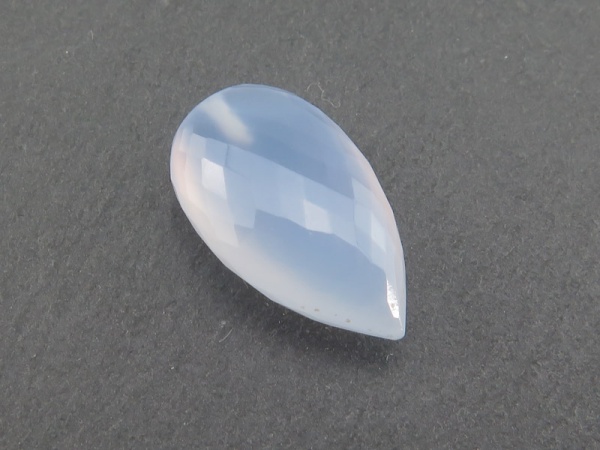 Chalcedony Faceted Pear 17.5-18mm ~ Half Drilled ~ SINGLE