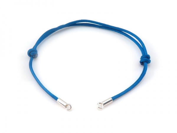 Sterling Silver & Cord Bracelet Base ~ Adjustable ~ Blue