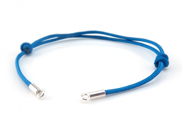 Sterling Silver & Cord Bracelet Base ~ Adjustable ~ Blue