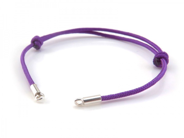 Sterling Silver & Cord Bracelet Base ~ Adjustable ~ Purple