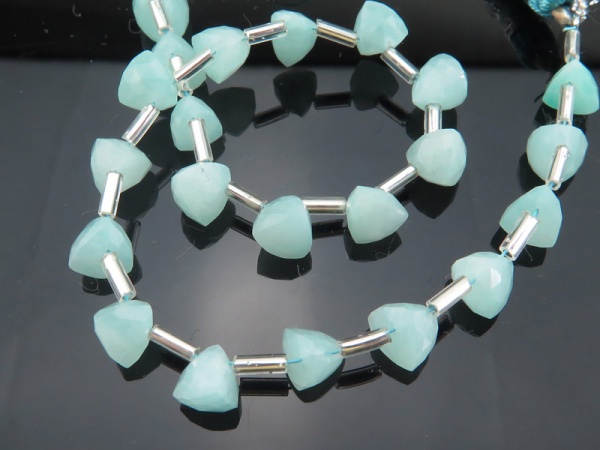 Amazonite Faceted 3D Triangle Briolettes 6.5mm ~ 7.5'' Strand