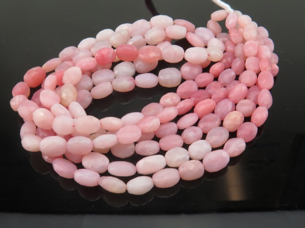 AA+ Pink Opal Faceted Oval Beads 7.5-9.5mm ~ 17'' Strand