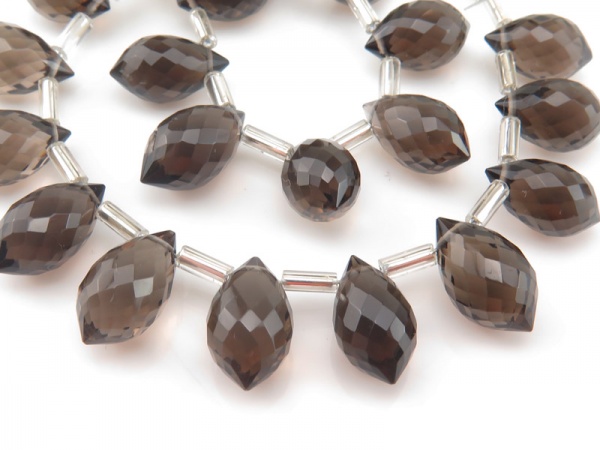 AAA Smoky Quartz Faceted Chandelier Briolettes 10-12mm ~ 7'' Strand