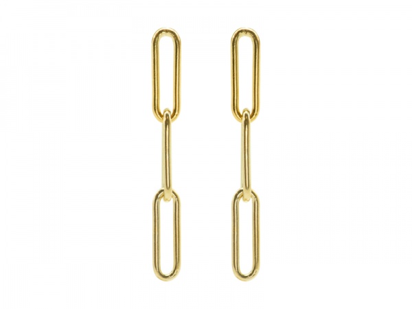 Gold Filled Long Link Post Earrings ~ PAIR